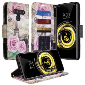 LG V50 ThinQ 5G Case, V50 ThinQ Wallet Case, Wrist Strap Pu Leather Wallet Case [Kickstand] with ID & Credit Card Slots - Paris