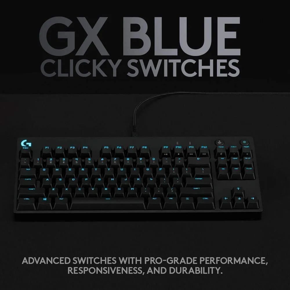 Logitech G PRO Wired Mechanical Gaming Keyboard | LightSync RGB | GX Blue Clicky Switches - Black (920-009396)