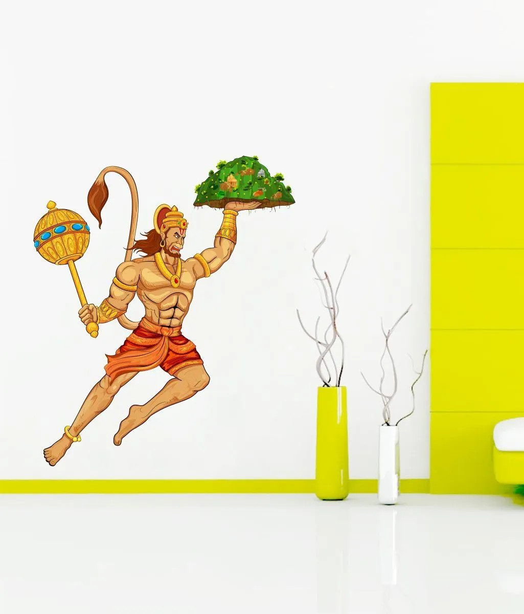 Lord Hanuman Carrying Sanjeevani Hills Wall Sticker