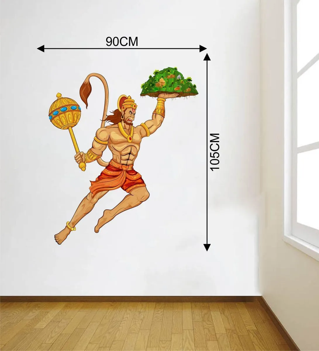 Lord Hanuman Carrying Sanjeevani Hills Wall Sticker