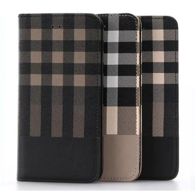 Luxury Wallet Grid Pattern Business Case for Apple IPhone X With Card Slot