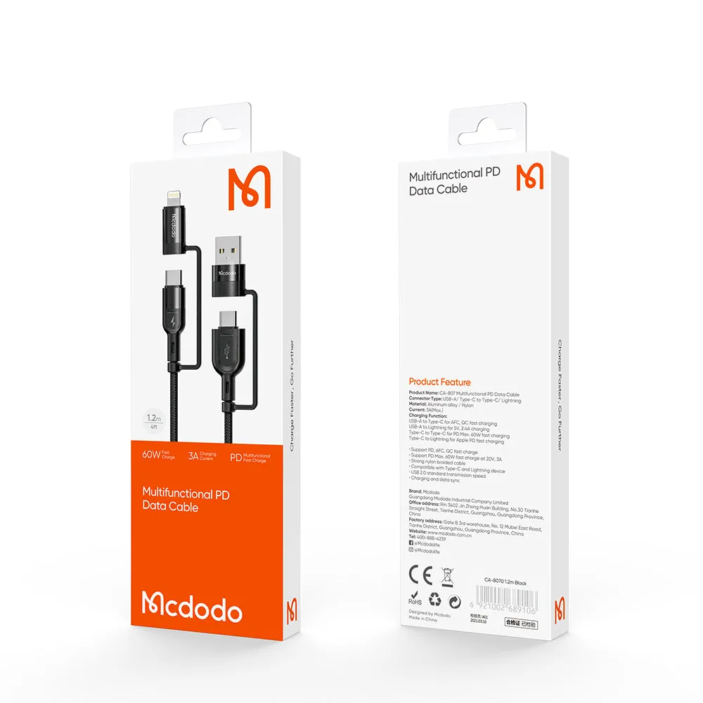 Mcdodo CA-807 | USB & Type-C to Type-C & Lightning Mobile Cable | 2-in-2 Cable