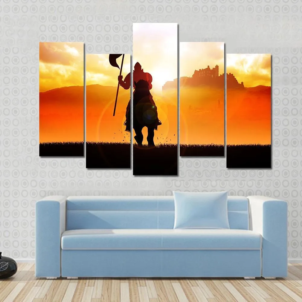 Medieval Knight On Horse Canvas Wall Art