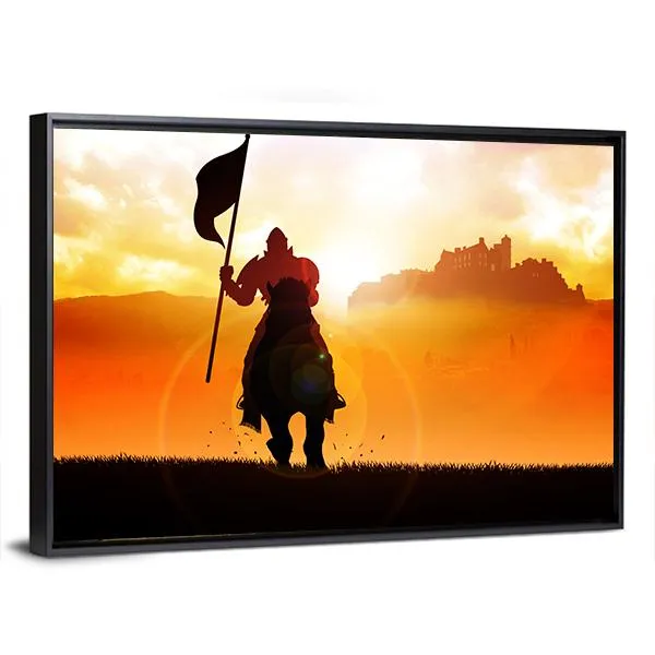 Medieval Knight On Horse Canvas Wall Art