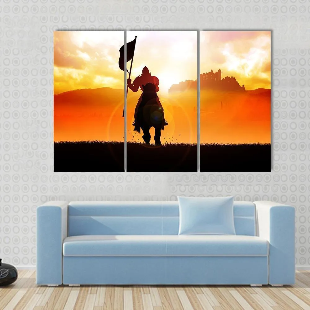 Medieval Knight On Horse Canvas Wall Art