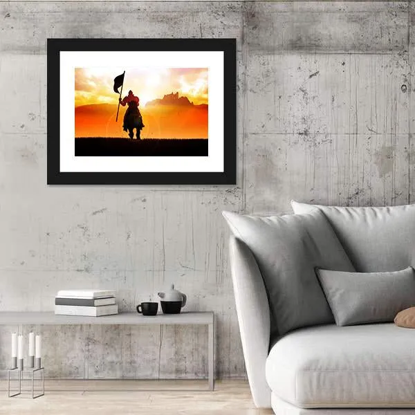 Medieval Knight On Horse Canvas Wall Art