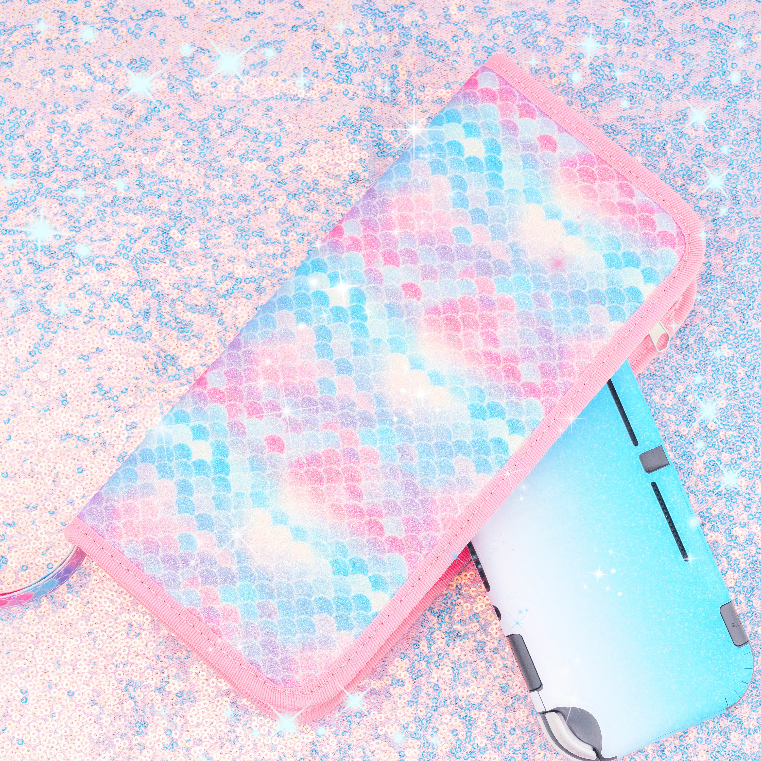 Mermaid or Black Glitter Carrying Case - Nintendo Switch Lite Standard OLED