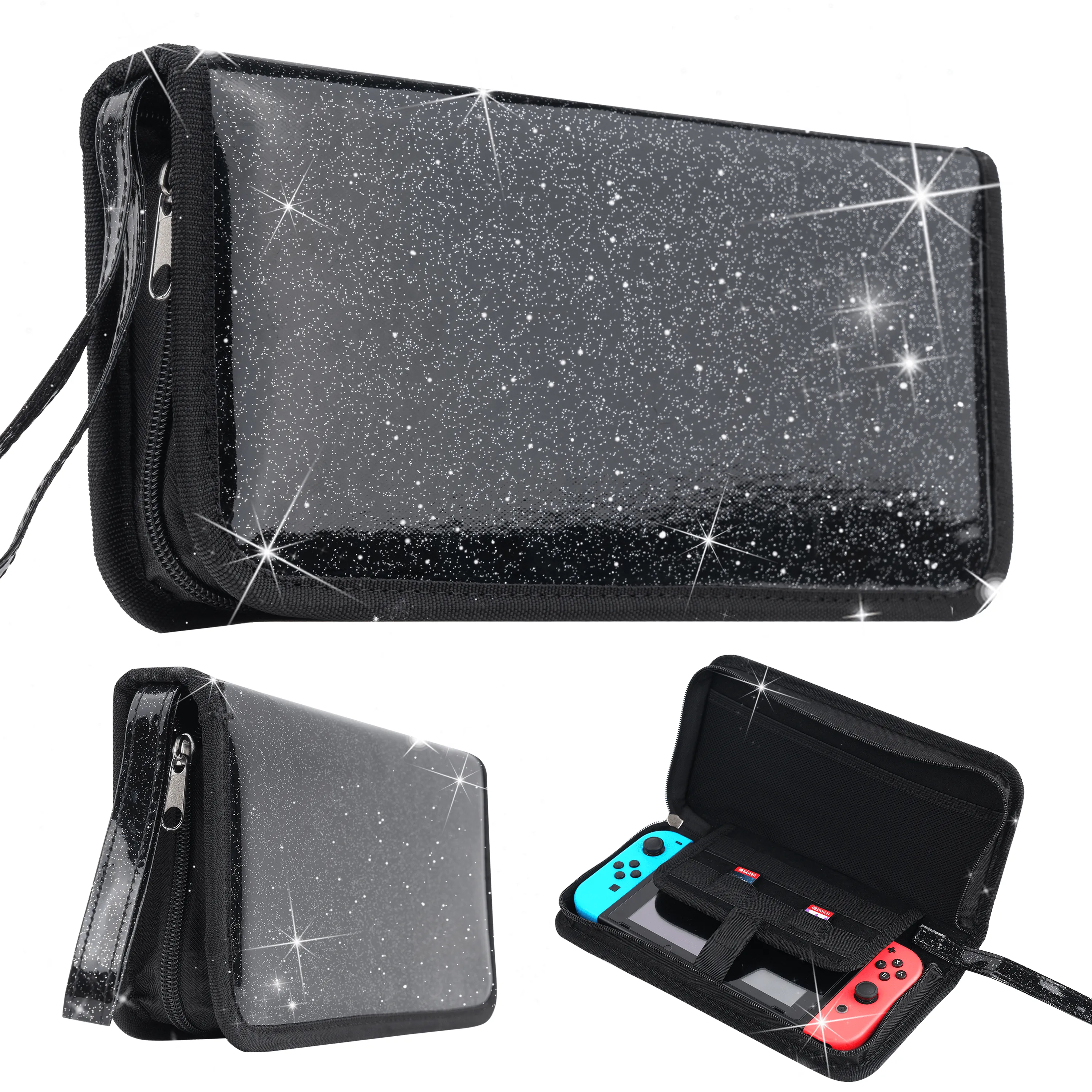 Mermaid or Black Glitter Carrying Case - Nintendo Switch Lite Standard OLED