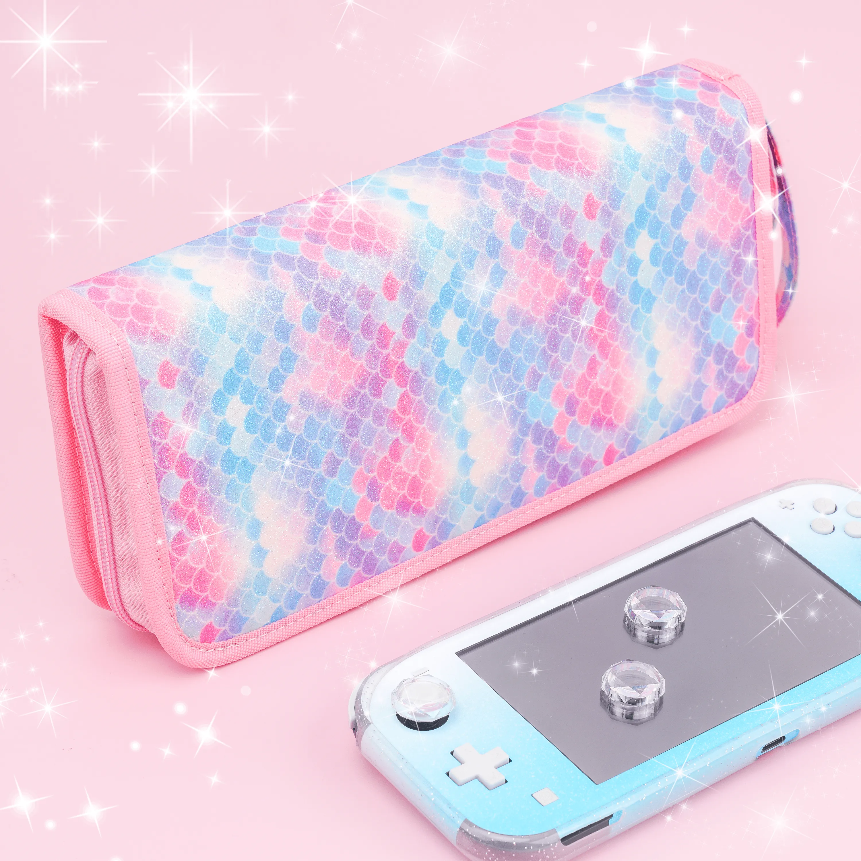 Mermaid or Black Glitter Carrying Case - Nintendo Switch Lite Standard OLED