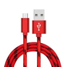 Micro USB 2.0 Fast Charging Charger Cable Cord Braided For Samsung S7 Edge S6 S5 S4 Android LG Huawei HTC (1M Red)