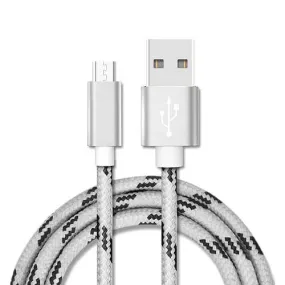 Micro USB 2.0 Fast Charging Charger Cable Cord Braided For Samsung S7 Edge S6 S5 S4 Android LG Huawei HTC (2M White)