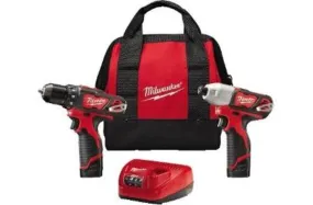 Milwaukee 2494-22 M12™ Lithium-Ion Cordless Drill/Driver and Hex Impact Driver Combo Kit