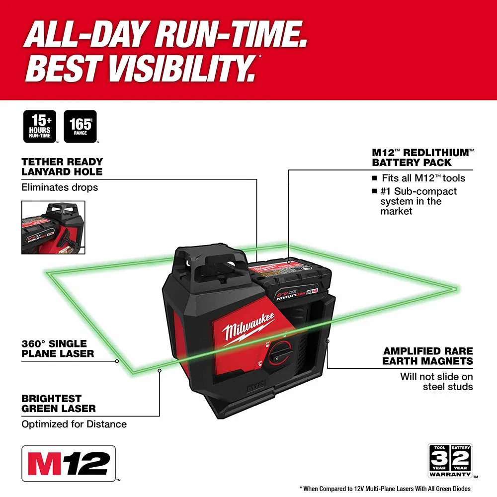 Milwaukee 3631-21 M12 Green Single Plane Laser Kit