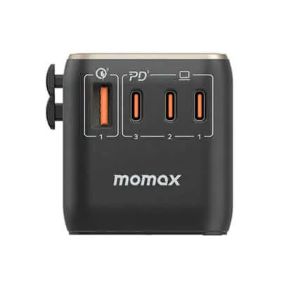 Momax 1-World Universal 4-Port Travel GaN Charger 120W   USB-C Cable