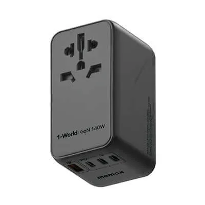 Momax 1-World Universal 4-Port Travel GaN Charger 140W   USB-C Cable