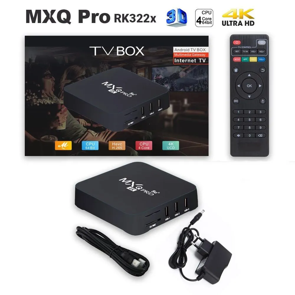 MXQ Pro 4k Tv Box Android 10.0 4k HDR Ultra-HD Video 2.4g 5g WIFI 4gb 64gb