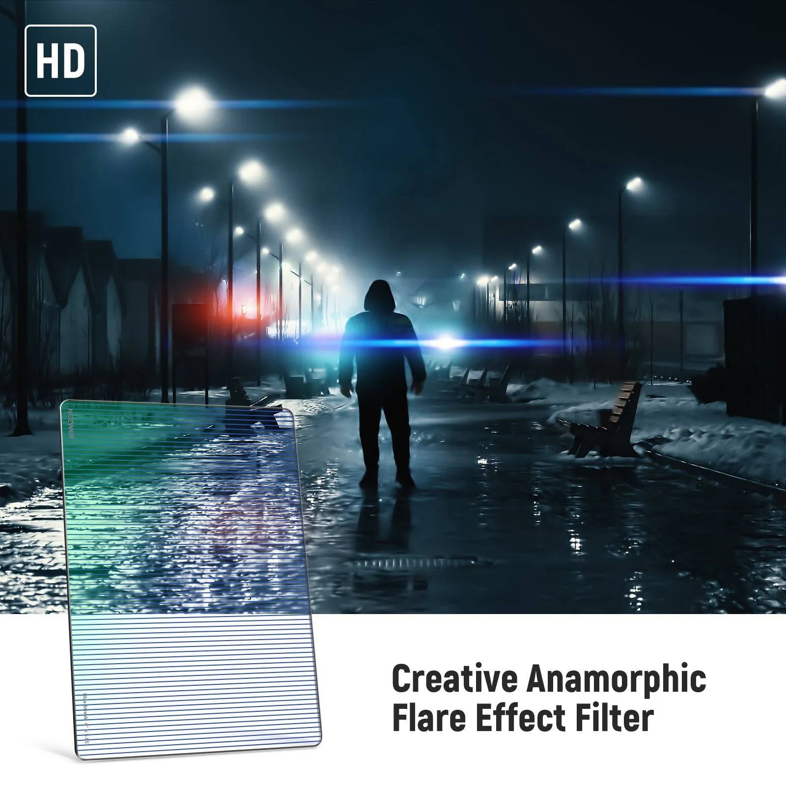 NEEWER 4"x5.65" Blue Streak Effect Square Filter