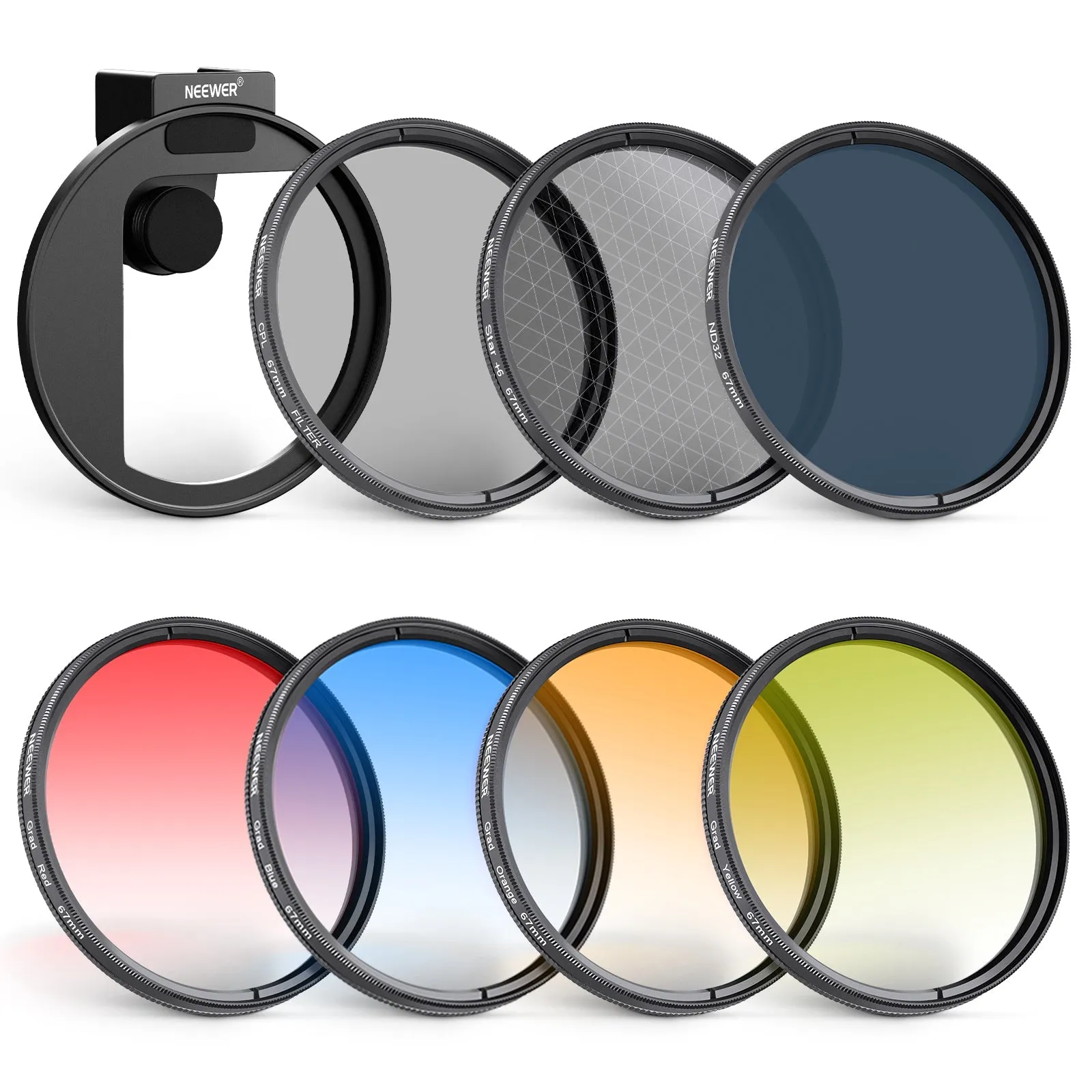 NEEWER FL-P4 67mm Clip On Phone Lens Filter Kit