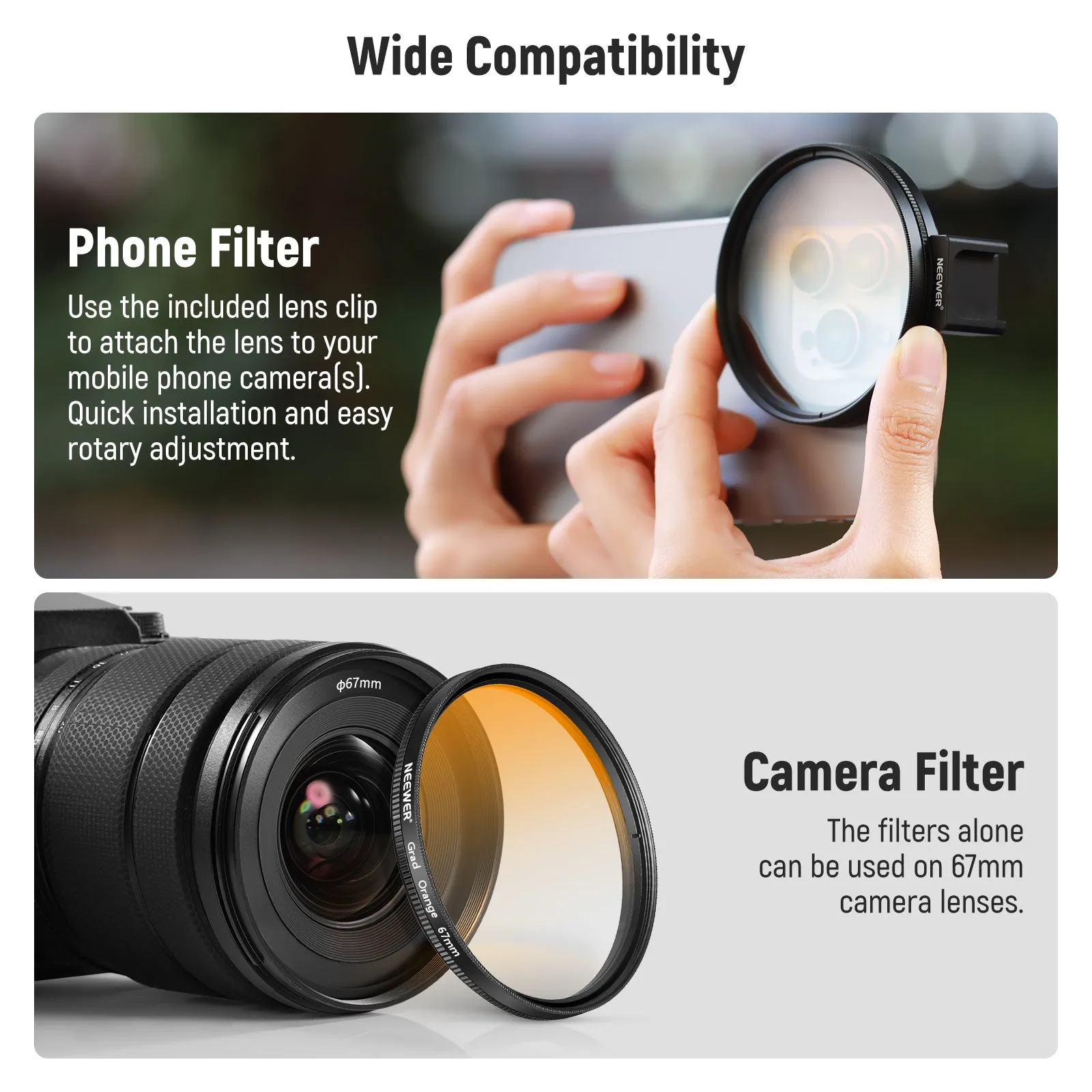 NEEWER FL-P4 67mm Clip On Phone Lens Filter Kit