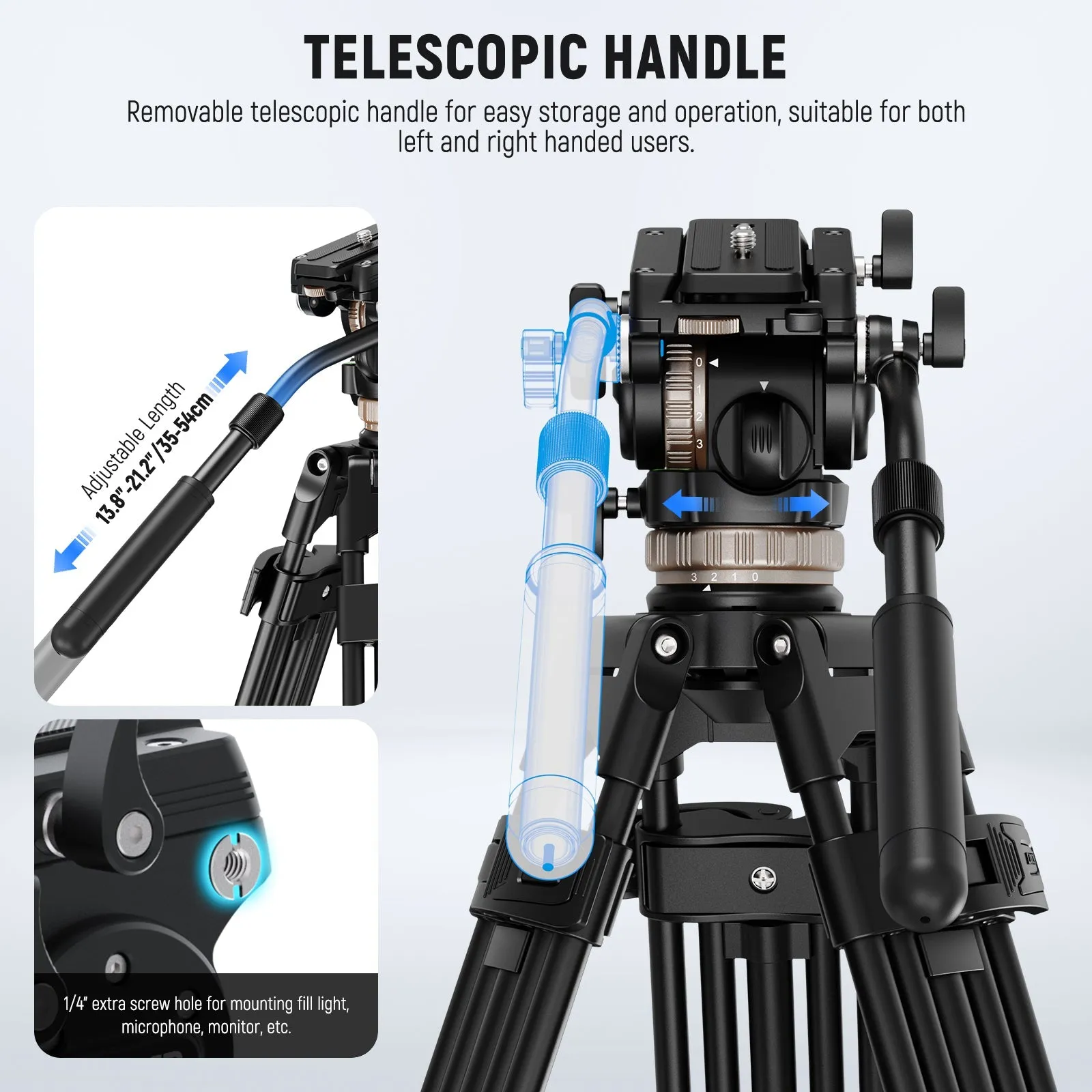 NEEWER TH45 Tripod Fluid Head with Adjustable Damping