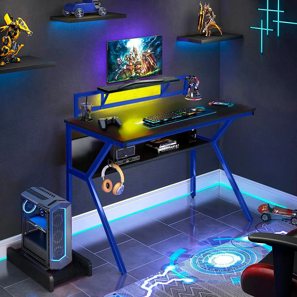 Neo Blue Ergonomic 2 Tier Gaming Computer Office Desk