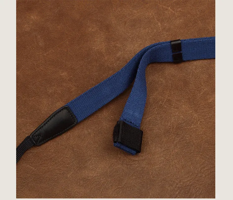 Ninja Blue Cotton DSLR Handmade Leather Camera Strap 1567