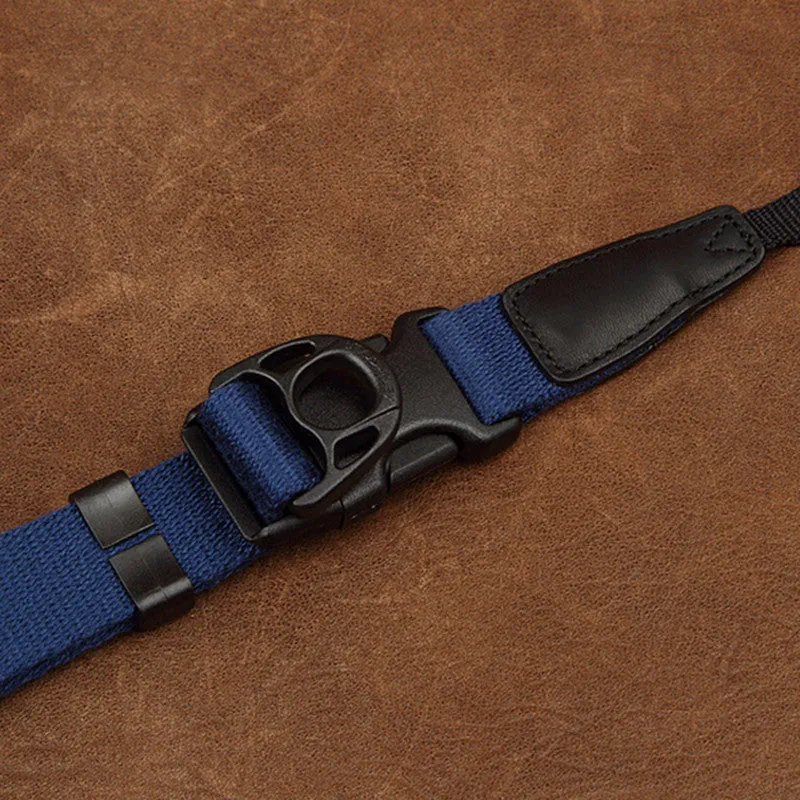 Ninja Blue Cotton DSLR Handmade Leather Camera Strap 1567