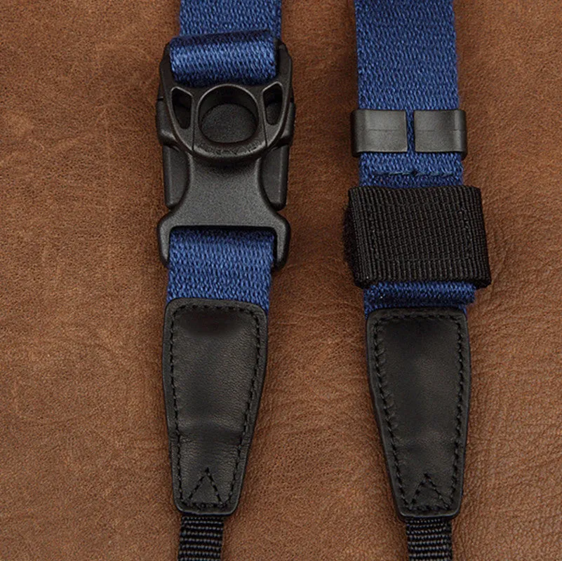 Ninja Blue Cotton DSLR Handmade Leather Camera Strap 1567