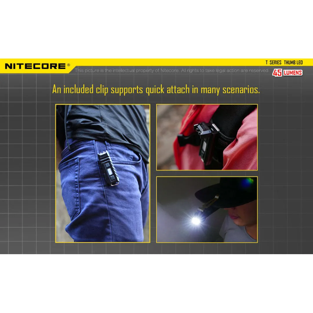 Nitecore THUMB-LEO Clip-On/Tiltable Keychain Light w/ Aux. UV Beam (45 Lumens | Rechargeable)