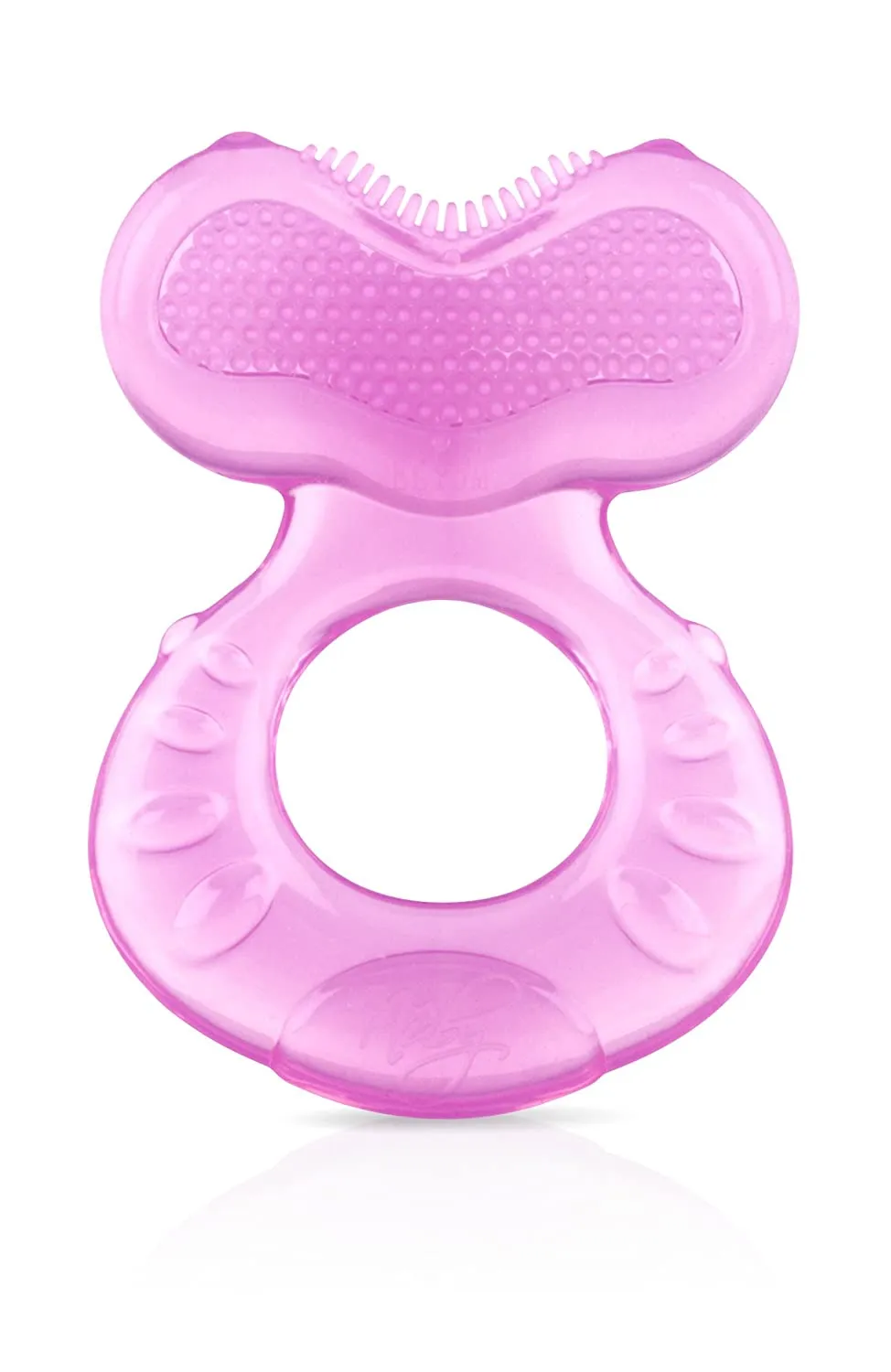 Nuby Silicone Teethe-eez Teether with Bristles, Includes Hygienic Case, Pink, 2 Pack