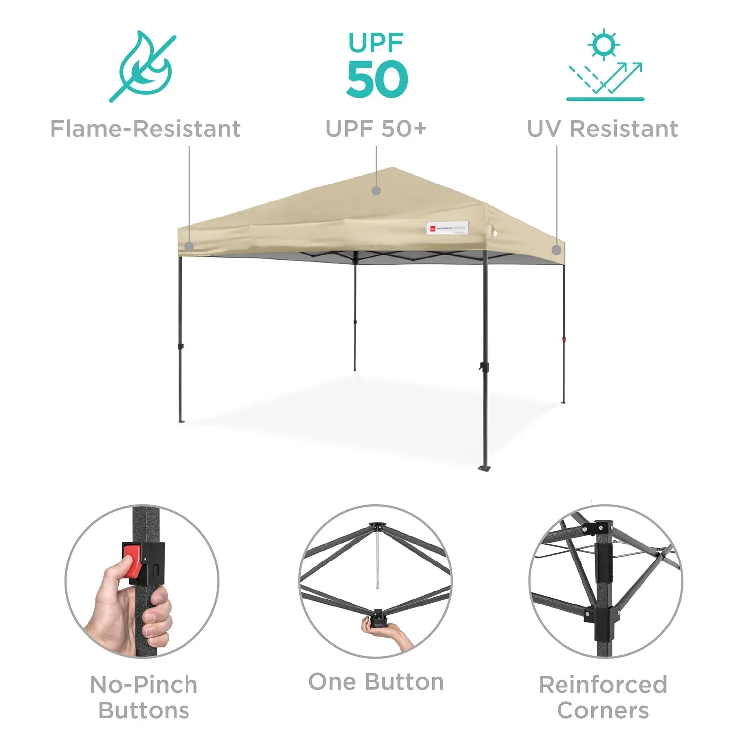 One-Person Setup Instant Pop Up Canopy w/ Case, 4 Weight Bags - 12x12ft