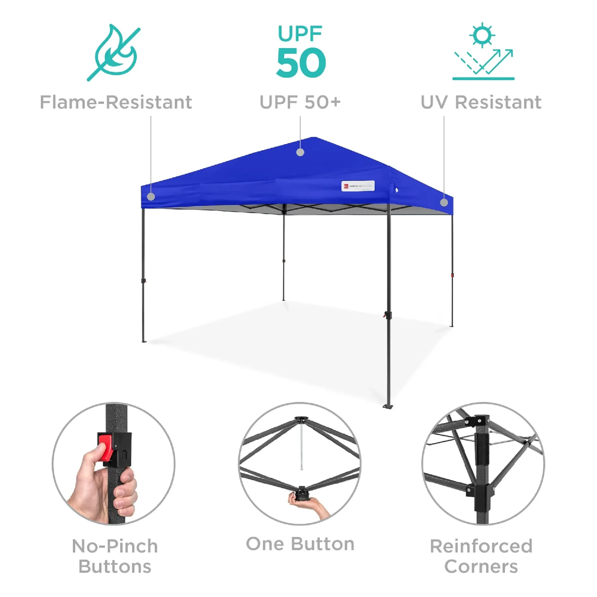 One-Person Setup Instant Pop Up Canopy w/ Case, 4 Weight Bags - 12x12ft