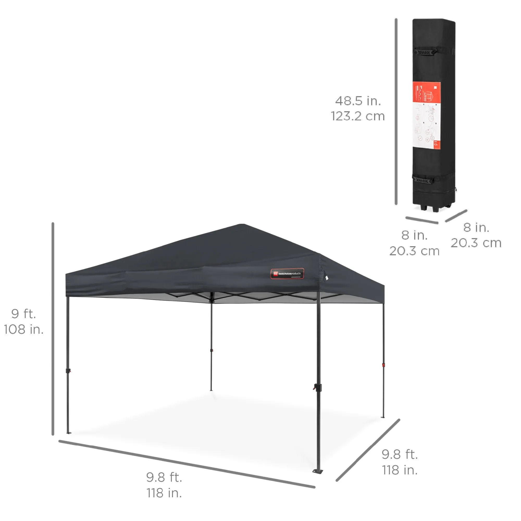 One-Person Setup Instant Pop Up Canopy w/ Wheeled Bag