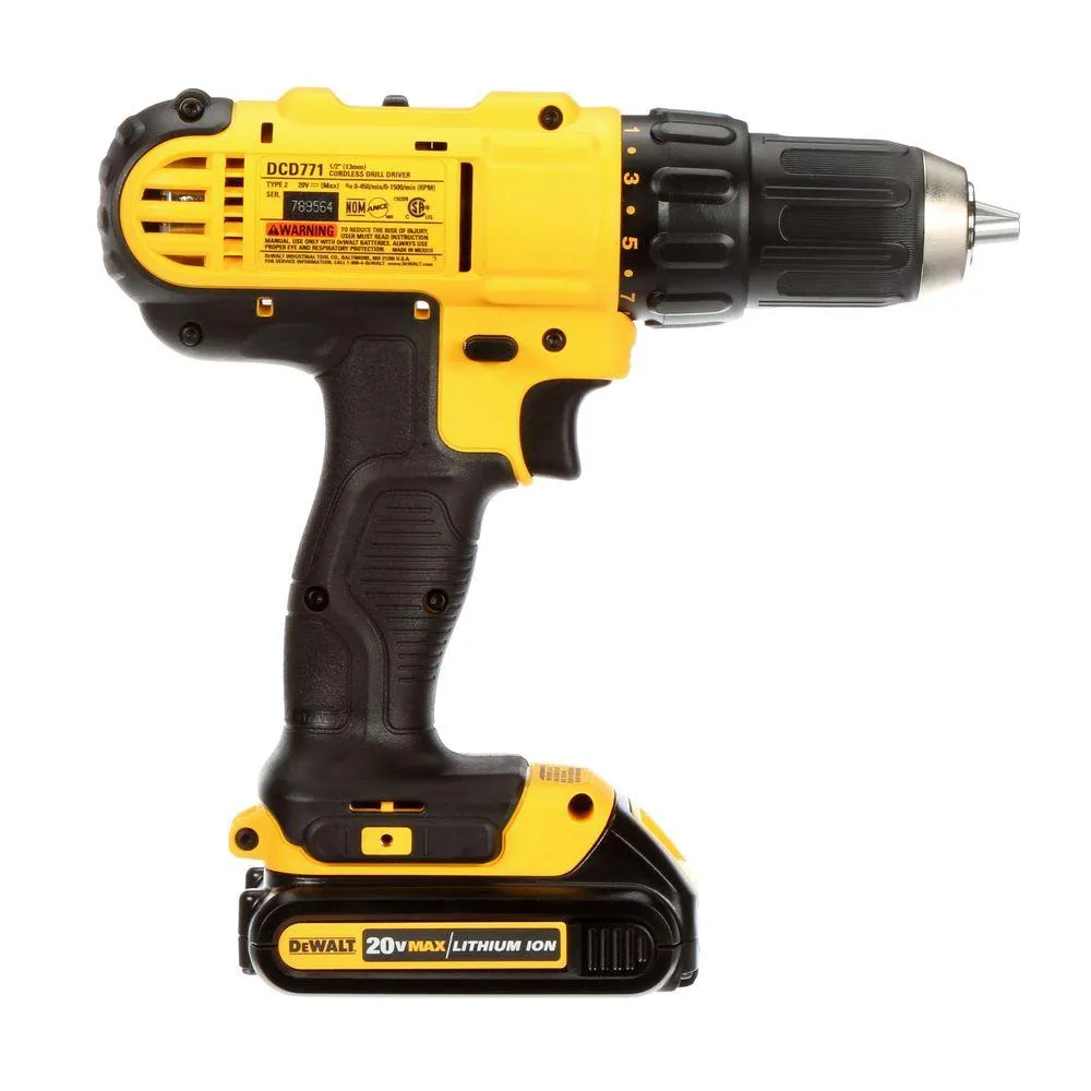 Open Box -  DEWALT DCD771C2 20-Volt Max Lithium-Ion 1/2 in. Cordless Drill/Driver Kit