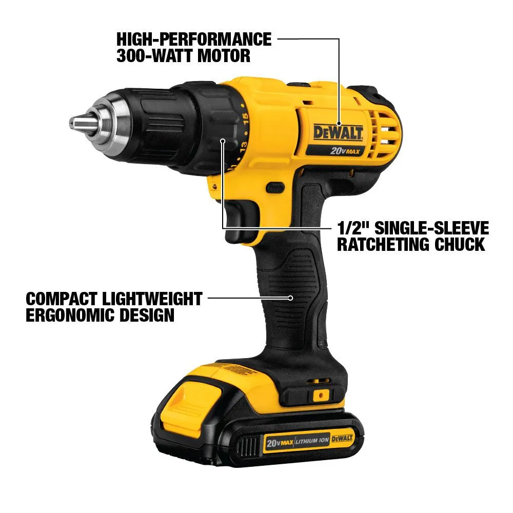 Open Box -  DEWALT DCD771C2 20-Volt Max Lithium-Ion 1/2 in. Cordless Drill/Driver Kit