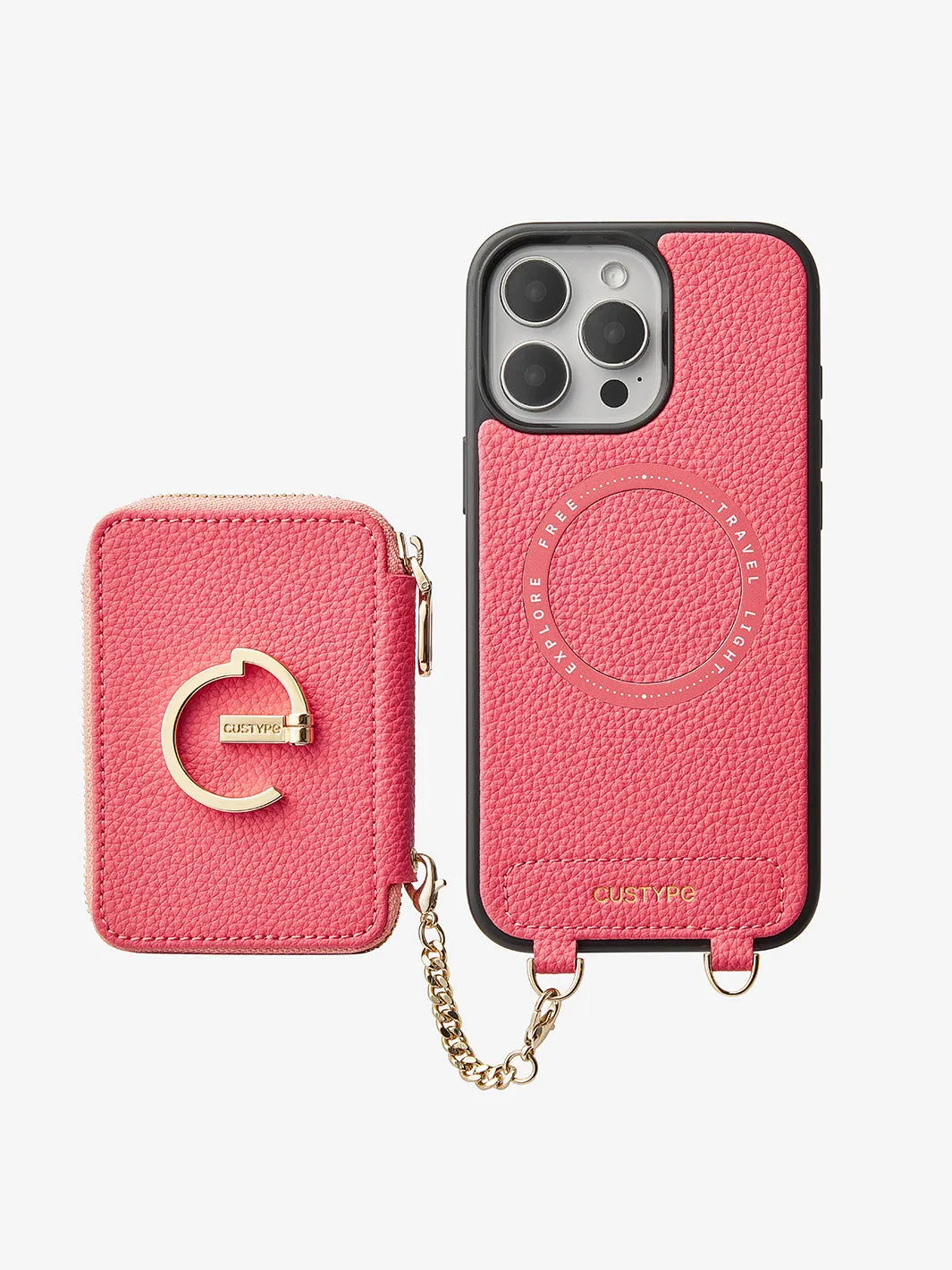 Original Design Set- Wireless Charging Webbing Crossbody Phone Case Round Pouch Set