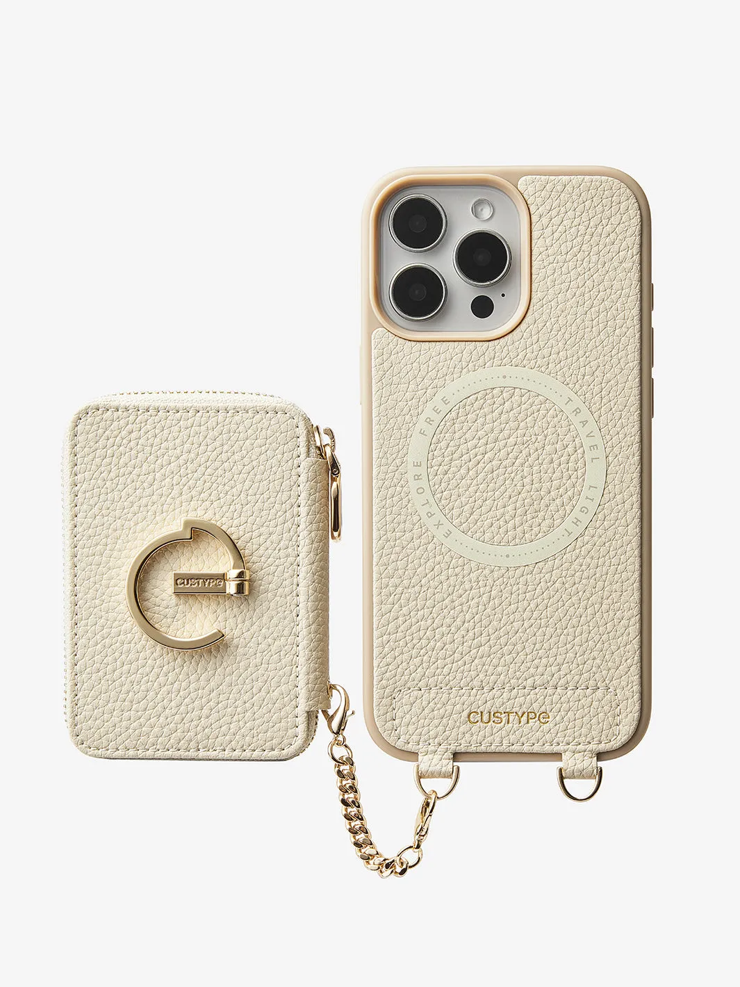 Original Design Set- Wireless Charging Webbing Crossbody Phone Case Round Pouch Set