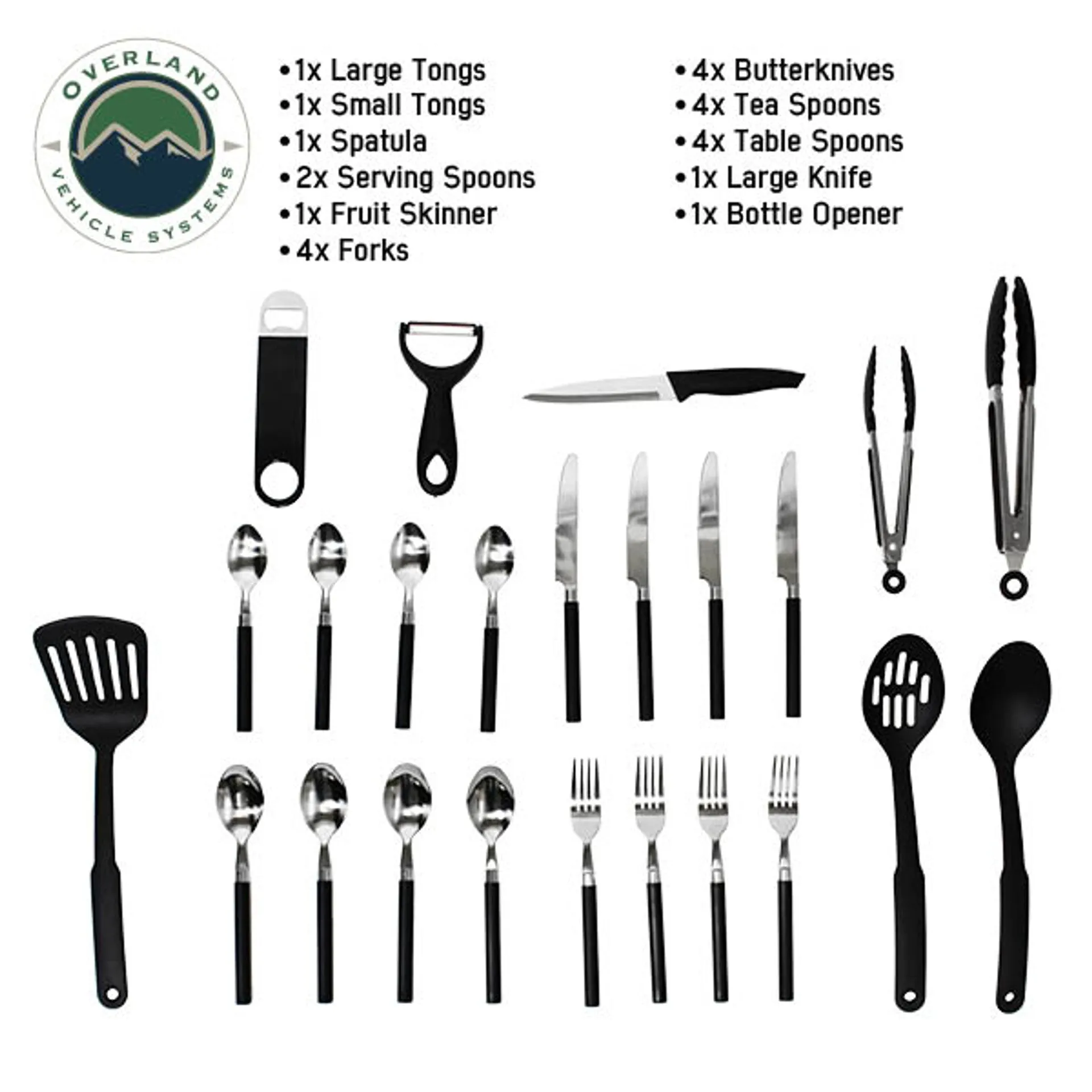 OVS Overland Kitchen Kit - 24 Piece Cooking and Utensil Kit, Hanging Carrying Case