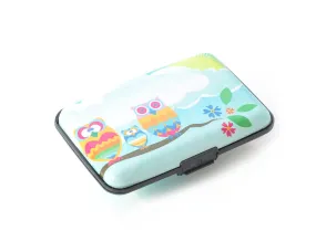 Owl Printed Business Card Case - Light Blue