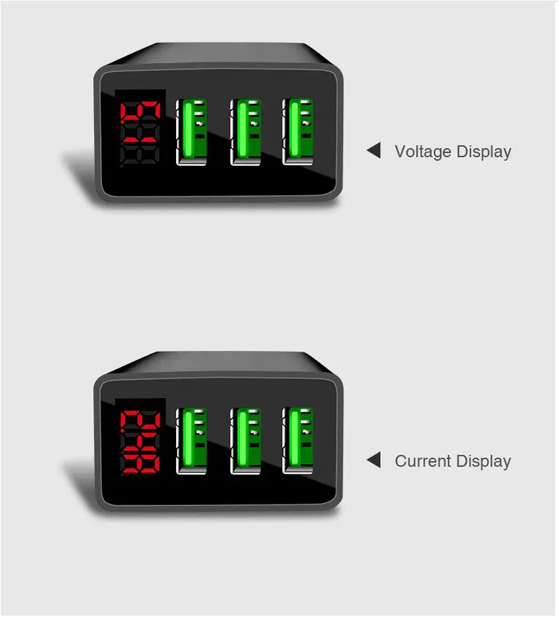 PBG 3 port LED Display Wall Charger and 3 in 1 Cable Bundle Black