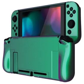 PlayVital UPGRADED Glossy Dockable Case Grip Cover for NS Switch, Ergonomic Protective Case for NS Switch, Separable Protector Hard Shell for Joycon - Chameleon Green Purple - ANSP3002