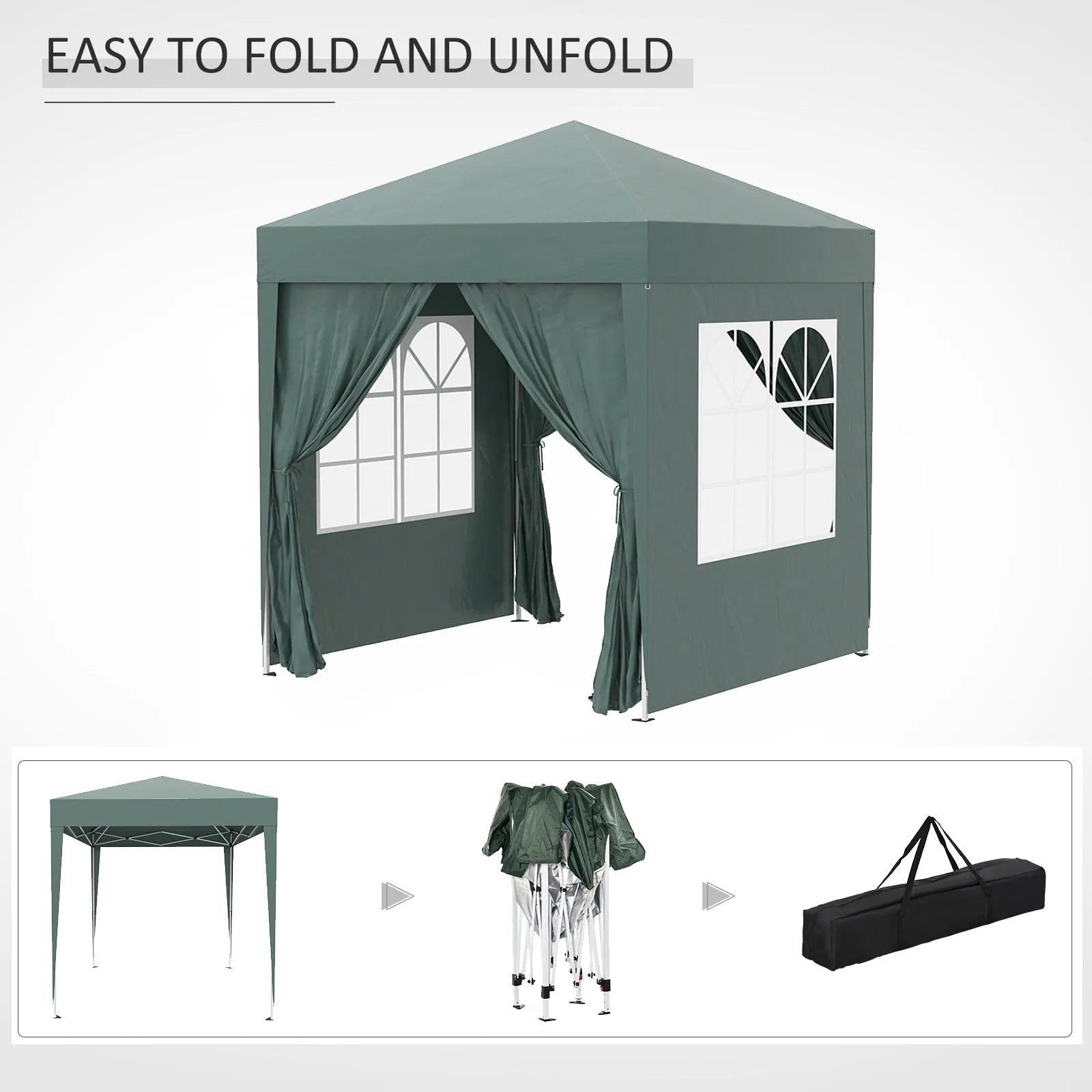 Pop Up Gazebo Canopy, size (2 x 2m)-Green