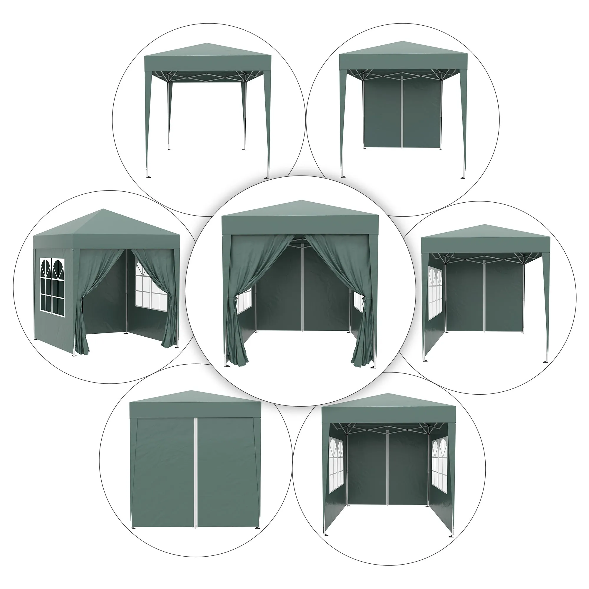 Pop Up Gazebo Canopy, size (2 x 2m)-Green