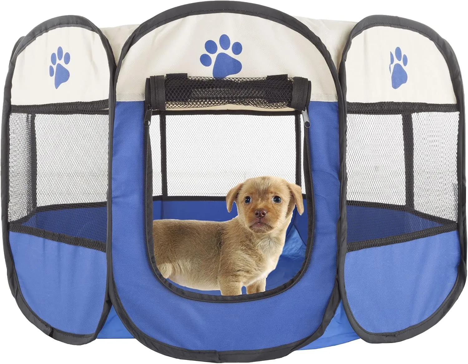 Pop-Up Pet Playpen - 26-Inch Indoor and Outdoor Dog Kennel with Carrying Bag - Portable Pet Enclosure for Dogs and Small Animals by  (Blue)