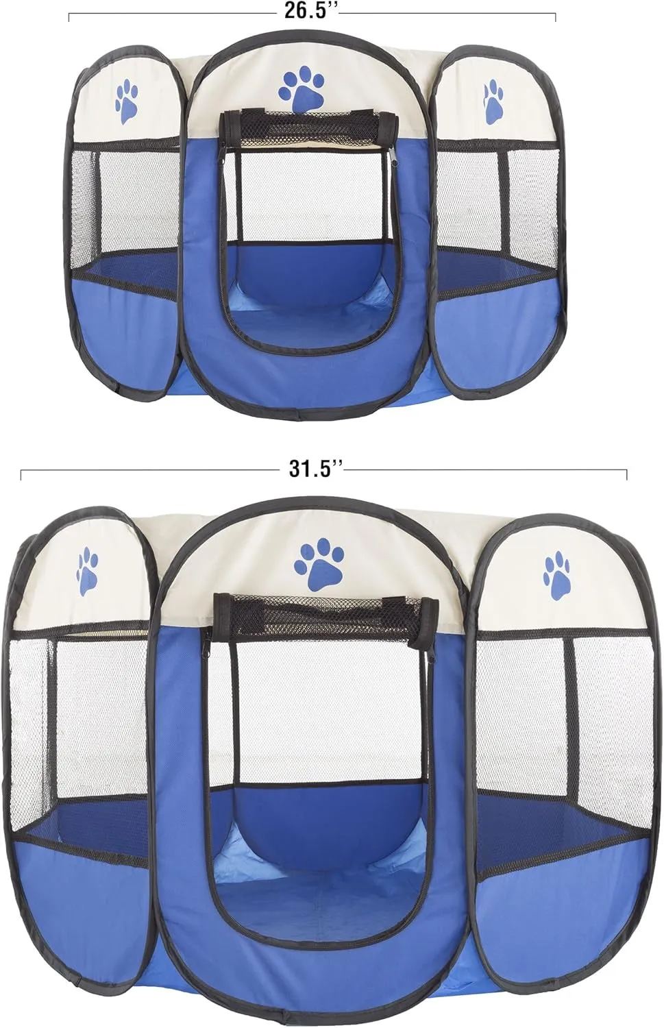 Pop-Up Pet Playpen - 26-Inch Indoor and Outdoor Dog Kennel with Carrying Bag - Portable Pet Enclosure for Dogs and Small Animals by  (Blue)