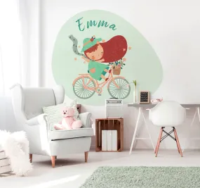 "Girl on bicycle" wall sticker