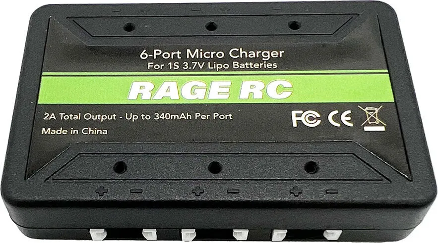 Rage RC 6-Port 1S Micro USB Charger  (Tempest 600  Super Cub MX  P-51) RGRA1350