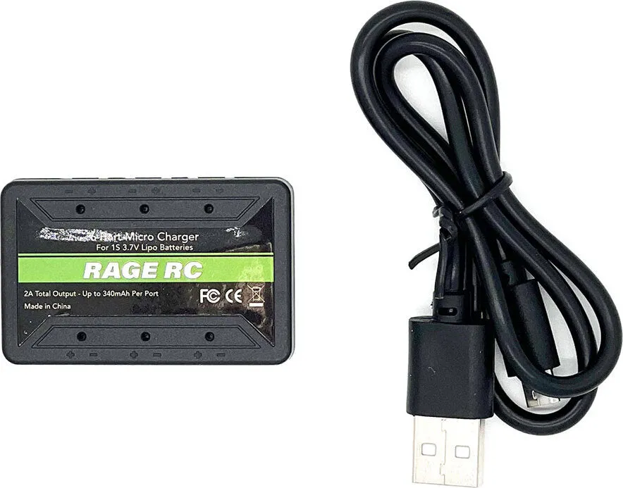 Rage RC 6-Port 1S Micro USB Charger  (Tempest 600  Super Cub MX  P-51) RGRA1350