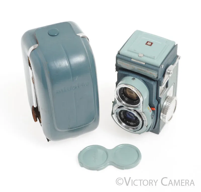 Rare Minolta Miniflex Blue 4x4 TLR Camera w/ Rokkor 60mm f3.5 -Clean in Case-