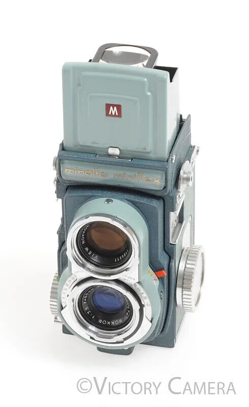 Rare Minolta Miniflex Blue 4x4 TLR Camera w/ Rokkor 60mm f3.5 -Clean in Case-